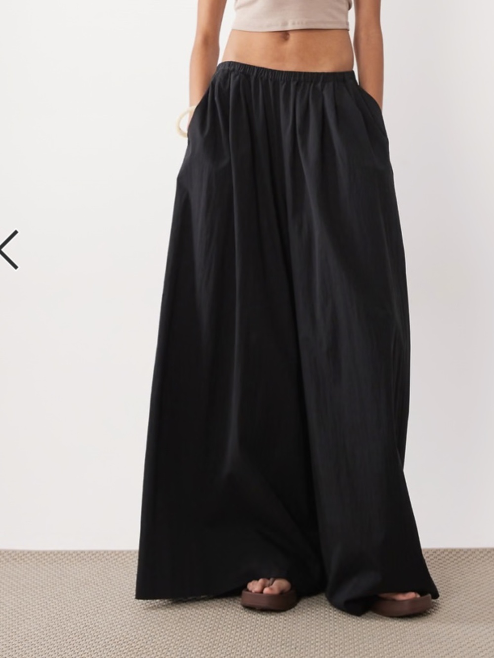 ASOS DESIGN Tall skirty super wide leg pants in black cotton
